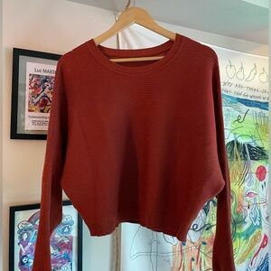 Rust Ribbed Knit Sweater